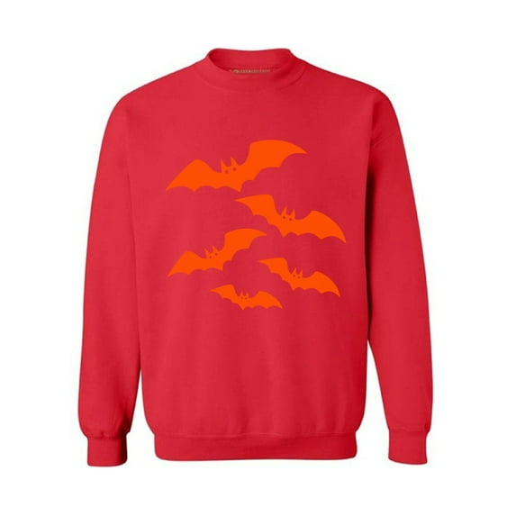 Awkward Styles Orange Bats Sweatshirt Halloween Bats Sweater for Men and Women Cartoon Bats Outfit for Halloween Funny Holiday Gifts Halloween Party Sweatshirt Halloween Crewneck Halloween Gifts