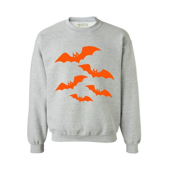 Awkward Styles Orange Bats Sweatshirt Halloween Bats Sweater for Men and Women Cartoon Bats Outfit for Halloween Funny Holiday Gifts Halloween Party Sweatshirt Halloween Crewneck Halloween Gifts
