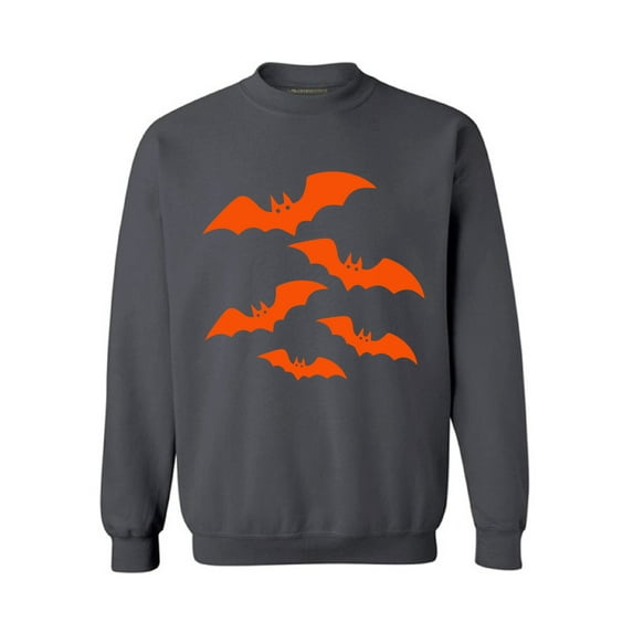 Awkward Styles Orange Bats Sweatshirt Halloween Bats Sweater for Men and Women Cartoon Bats Outfit for Halloween Funny Holiday Gifts Halloween Party Sweatshirt Halloween Crewneck Halloween Gifts