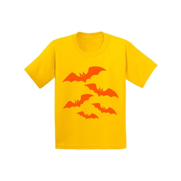 Awkward Styles Orange Bats Tshirt for Kids Halloween Bats Shirt Girls Halloween Shirt Funny Cartoon Bats T Shirt Holiday Gifts for Boys Halloween Party Outfit Family Trick Or Treat Youth Tshirt