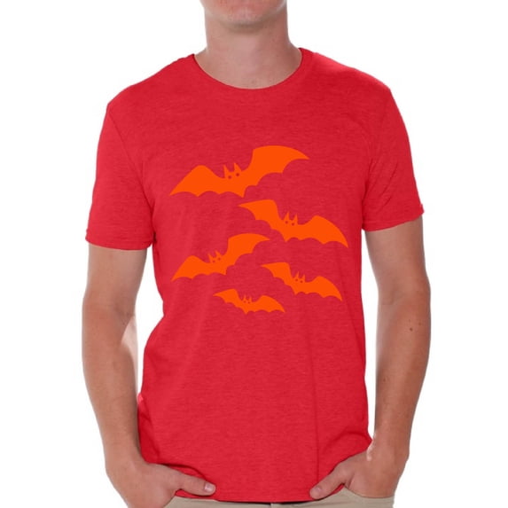 Awkward Styles Orange Bats Tshirt for Men Halloween Bats Shirt Men's Halloween Shirt Funny Cartoon Bats T Shirt Holiday Gifts for Him Halloween Party Outfit Family Trick Or Treat Men's Tshirt