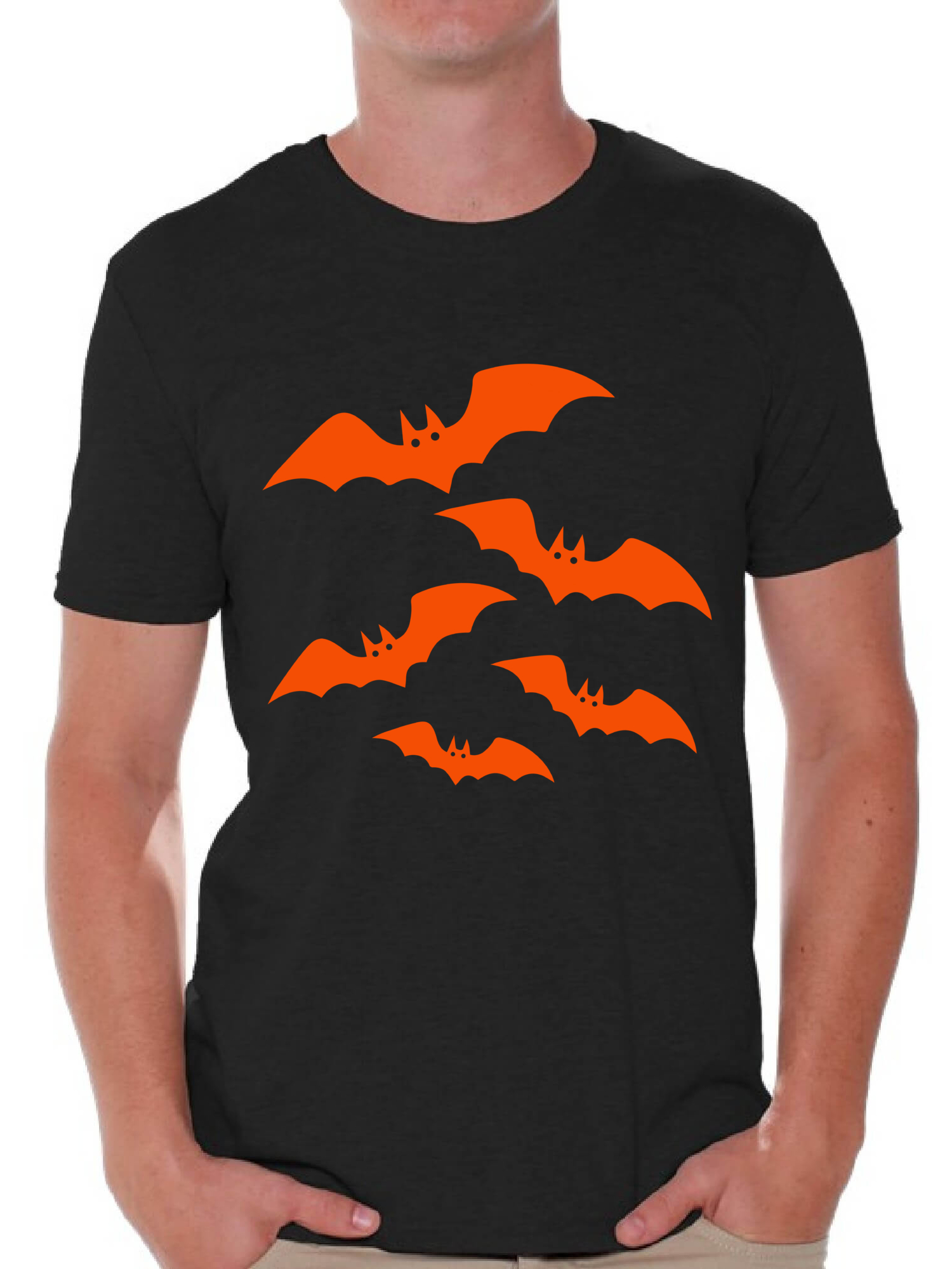 Awkward Styles Orange Bats Tshirt for Men Halloween Bats Shirt Men's
