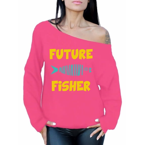 Awkward Styles Oversized Sweater Future Fisher Off The Shoulder Sweatshirt Fisher Off Shoulder Sweater for Mom Future Fisher Oversized Sweater for Women Fishing Clothes Future Fisher Sweatshirt