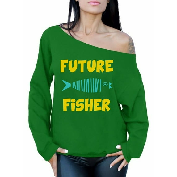 Awkward Styles Oversized Sweater Future Fisher Off The Shoulder Sweatshirt Fisher Off Shoulder Sweater for Mom Future Fisher Oversized Sweater for Women Fishing Clothes Future Fisher Sweatshirt