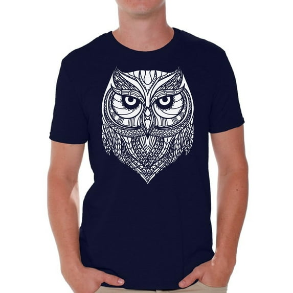Awkward Styles Owl T Shirt for Men Men's Patterned T Shirts for Men Men's Fashion Collection Tracery Tshirt for Dad Indian Pattern T-Shirt for Men Gifts for Husband Owl Shirts Animal T-Shirt