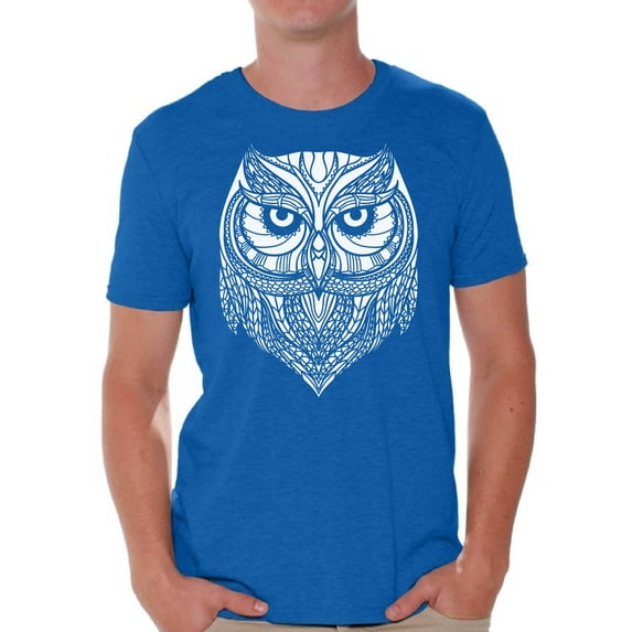 Awkward Styles Owl T Shirt for Men Men's Patterned T Shirts for Men Men's Fashion Collection Tracery Tshirt for Dad Indian Pattern T-Shirt for Men Gifts for Husband Owl Shirts Animal T-Shirt