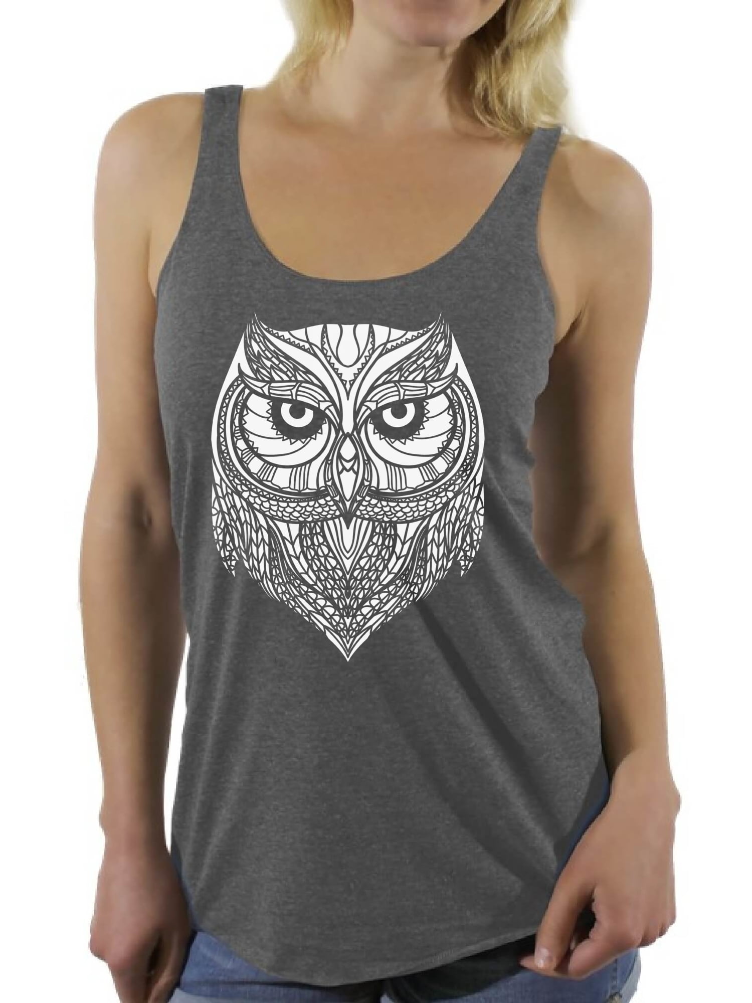 Awkward Styles Owl Tanks for Women Racerback Tank Top for Ladies Women  Fashion Indian Collection Tracery Tshirt for Mom Indian Pattern T-Shirt for  Her Gifts for Wife Owl Shirts Racerback T-Shirt -