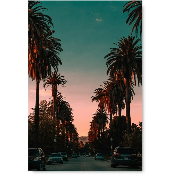Awkward Styles Palm Art Los Angeles Cityscape Evening in LA Printed Decor LA Photo Prints LA Cityscape Canvas Wall Art Urban Canvas Collection Urban Wall Art Los Angeles Framed Artwork LA Canvas Decor