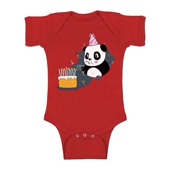 Awkward Styles Panda Birthday Bodysuit Short Sleeve for Newborn Baby Birthday Party Cute Baby Shower Gifts Funny Panda with a Birthday Cake Outfit Panda One Piece Top for Baby Boy Baby Girl