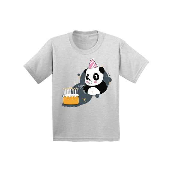 Awkward Styles Panda Birthday Youth Shirt Kids Themed Party Birthday Gifts for Kids Cute Panda with a Birthday Cake Tshirt Funny Birthday Shirts for Boys Funny Birthday Shirts for Girls