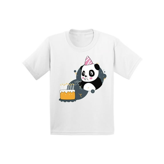Awkward Styles Panda Birthday Youth Shirt Kids Themed Party Birthday Gifts for Kids Cute Panda with a Birthday Cake Tshirt Funny Birthday Shirts for Boys Funny Birthday Shirts for Girls