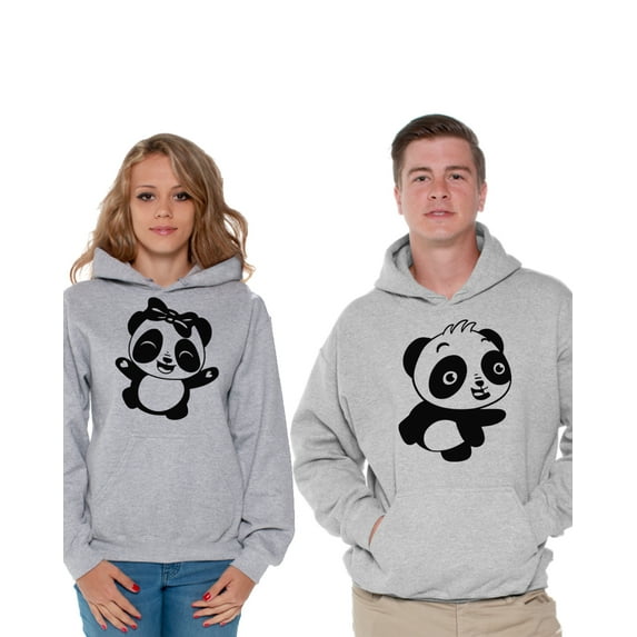 Awkward Styles Panda Couple Hoodies Panda Sweatshirt for Women Panda Sweater for Men Valentine's Day Gifts for Boyfriend & Girlfriend Cute Panda Bear Matching Couple Sweaters Love Gifts for Couples