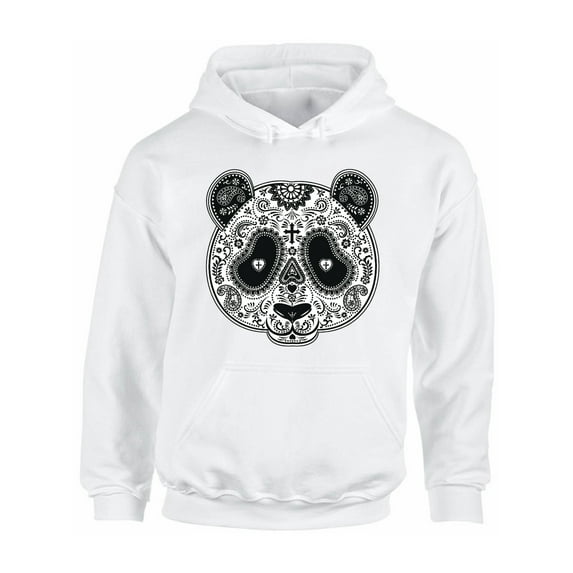 Awkward Styles Panda Skull Hooded Sweatshirt Skull Hoodie Gifts for Panda Lovers Dia de los Muertos Outfit Women's Skull Clothing Hoodie Men Skull Sugar Skull Hoodie Sweater Day of the Dead Gifts