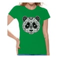 thumbnail image 1 of Awkward Styles Panda Skull Tshirt for Women Christian Panda Shirt Sugar Skull Shirts for Women Dia de los Muertos Gifts for Her Day of the Dead T Shirt Christian Tshirt Women's Paisley Panda T-Shirt, 1 of 4