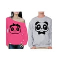 thumbnail image 1 of Awkward Styles Panda Sweatshirts for Couple Panda Couples Sweaters for Valentine's Day Cute Panda Bear Off the Shoulder Sweatshirt for Women Panda Sweater for Men Panda Face Matching Anniversary Gifts, 1 of 5