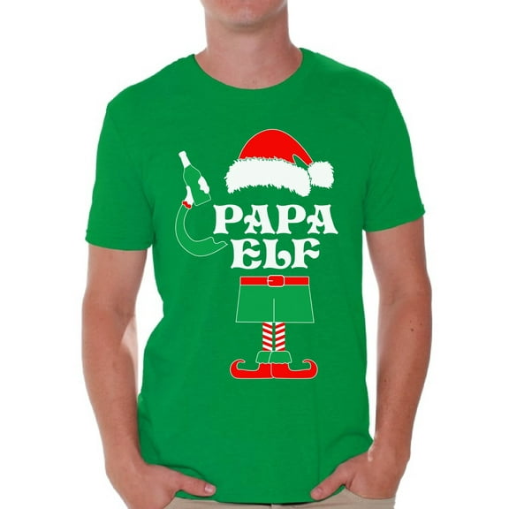 Awkward Styles Papa Elf Shirt Elf Christmas Tshirts for Men Papa Elf Ugly Christmas Shirt Papa Elf Christmas Holiday Top Funny Elf Suit Xmas Party Holiday Men's Tee Xmas Gift Idea for Daddy