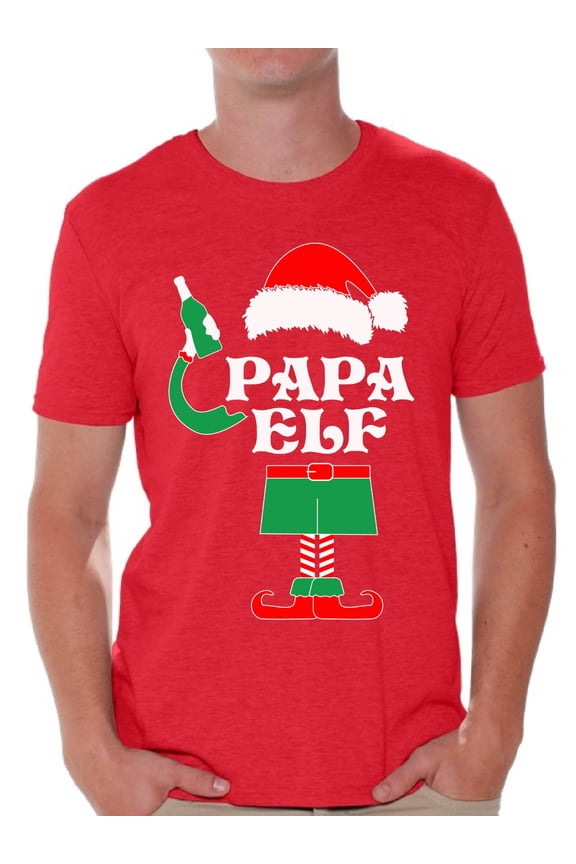 Papa Elf Shirt Elf Christmas Tshirts for Men Papa Elf Ugly Christmas Shirt Papa Elf Christmas Holiday Top Funny Elf Suit Xmas Party Holiday Men's Tee Xmas Gift Idea for Daddy