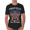 thumbnail image 1 of Awkward Styles Patriotic Shirt for Men Stand For the Flag Kneel For the Cross Shirt Proud American T Shirt Proud Christan Mens T-shirt, 1 of 4