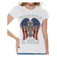 thumbnail image 1 of Awkward Styles Patriotic Shirt for Women's Stand For the Flag Kneel For the Cross Shirt Proud American T Shirt Proud Christan Ladies T-shirt, 1 of 4