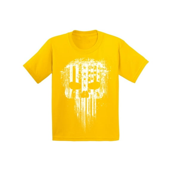 Awkward Styles Patriotic Shirts for Children White Skull T Shirt for Kids American Flag Shirts Kids Gifts Military American Flag Kids Items American Reaper T Shirt for Girls Skeleton Shirts for Boys