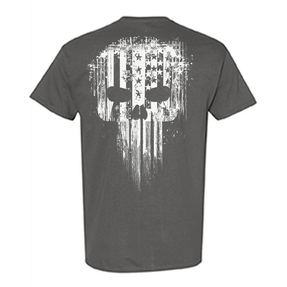 Awkward Styles Patriotic Shirts for Men White Skull T Shirt for Him American Flag Shirts for Husband USA Lovers Gifts Military American Flag American Reaper Men's T Shirt Skeleton Shirts for Men