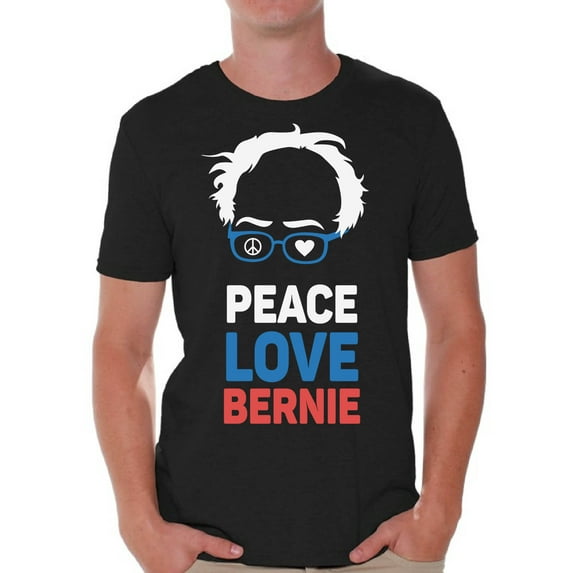 Awkward Styles Peace Love Bernie Men Shirt Bernie for President T Shirt for Men Bernie Shirt United States of America Patriotic Clothing Collection 2020 Choice Peace Love Bernie Fans Gifts for Him