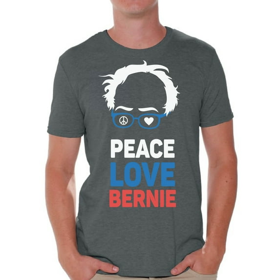 Awkward Styles Peace Love Bernie Men Shirt Bernie for President T Shirt for Men Bernie Shirt United States of America Patriotic Clothing Collection 2020 Choice Peace Love Bernie Fans Gifts for Him