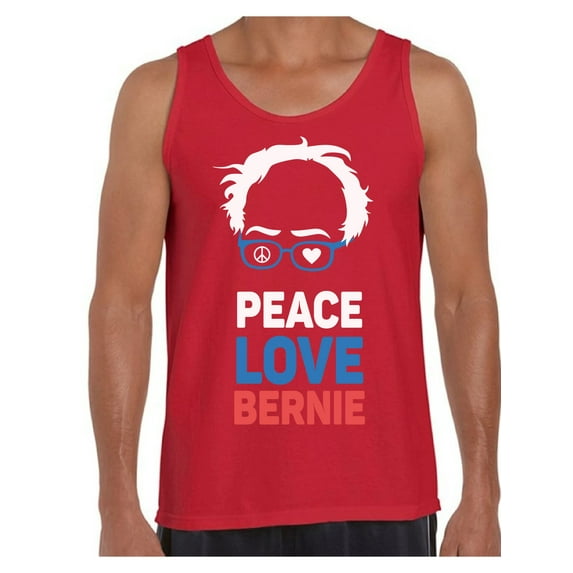 Awkward Styles Peace Love Bernie Men's Tanks Bernie for President Tank Top for Men Bernie Shirt United States of America Patriotic Clothing Collection 2020 Choice Peace Love Bernie Fans Gifts Sanders