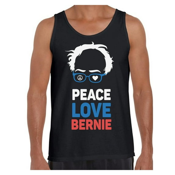 Awkward Styles Peace Love Bernie Men's Tanks Bernie for President Tank Top for Men Bernie Shirt United States of America Patriotic Clothing Collection 2020 Choice Peace Love Bernie Fans Gifts Sanders