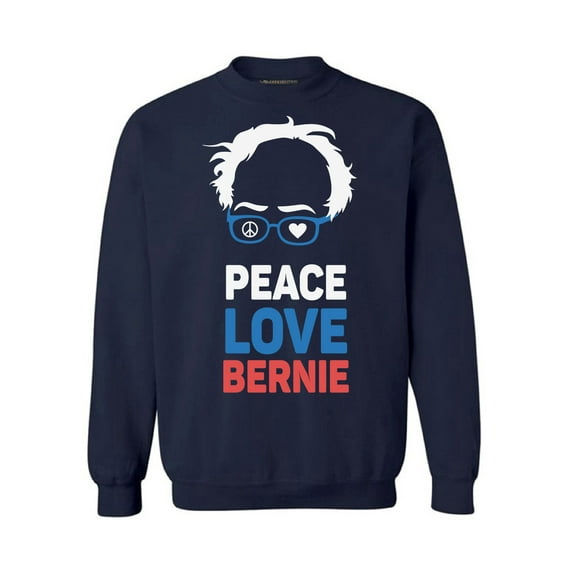 Awkward Styles Peace Love Bernie Unisex Crewneck Democrat Sweater Choice is Yours Crewneck United States of America Patriotic Clothing Collection 2020 Choice Peace Love Bernie Gifts Sanders Crewneck