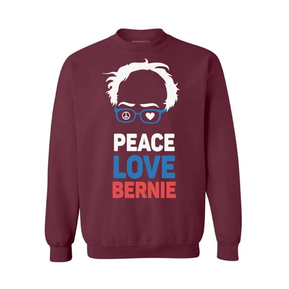 Awkward Styles Peace Love Bernie Unisex Crewneck Democrat Sweater Choice is Yours Crewneck United States of America Patriotic Clothing Collection 2020 Choice Peace Love Bernie Gifts Sanders Crewneck