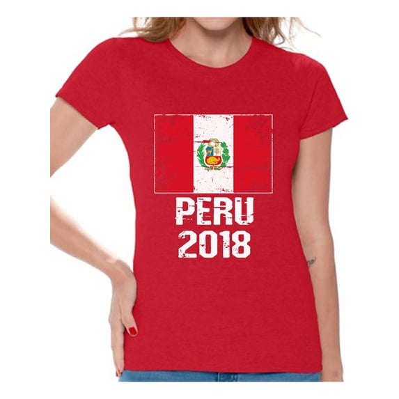 Awkward Styles Peru 2018 Football Shirt for Women Peruvian Flag Soccer Shirt