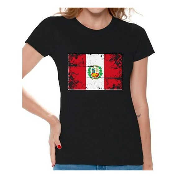 Awkward Styles Peru Flag Shirt for Women Peruvian Soccer 2018 Tshirt Gifts from Peru Flag of Peru Peruvian Women Peru Shirts for Women Peru 2018 Tshirt Peruvian Gifts for Her Peruvian Flag Shirt