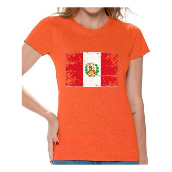 Awkward Styles Peru Flag Shirt for Women Peruvian Soccer 2018 Tshirt Gifts from Peru Flag of Peru Peruvian Women Peru Shirts for Women Peru 2018 Tshirt Peruvian Gifts for Her Peruvian Flag Shirt