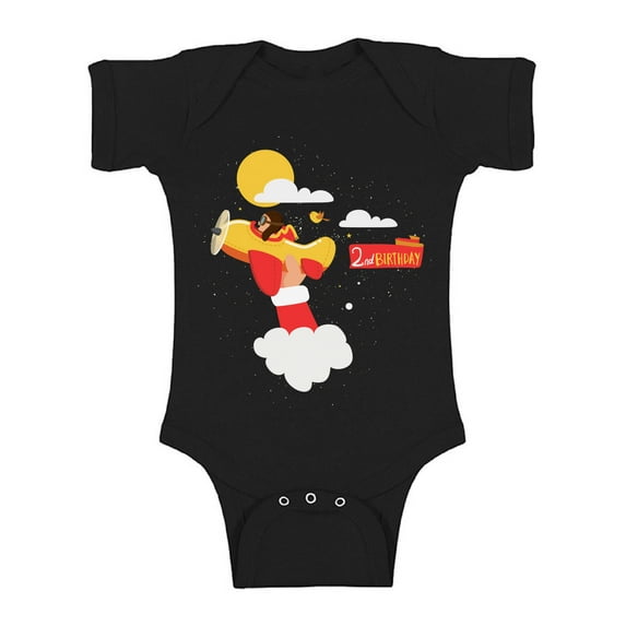 Awkward Styles Pilot One Piece 2nd Birthday Baby Bodysuit Short Sleeve Pilot Gifts for 2 Year Old Pilot One Piece Top for Baby Boy Birthday Baby Girl Bodysuit Cute 2nd Birthday Party Outfit for Baby