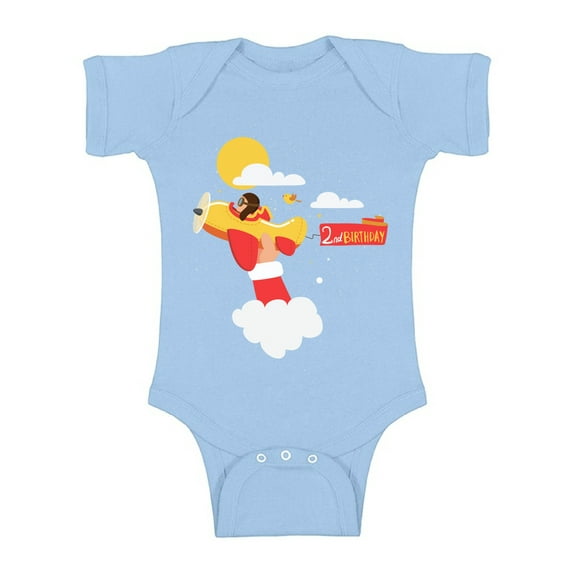 Awkward Styles Pilot One Piece 2nd Birthday Baby Bodysuit Short Sleeve Pilot Gifts for 2 Year Old Pilot One Piece Top for Baby Boy Birthday Baby Girl Bodysuit Cute 2nd Birthday Party Outfit for Baby