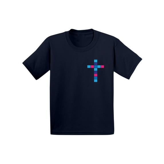 Awkward Styles Pink and Blue Cross Infant Shirt Jesus Shirts for Kids Christian T Shirt for Boys Christian Shirts for Girls Jesus T-Shirt for Children Christian Gifts Clothes Cross Shirt for Kids
