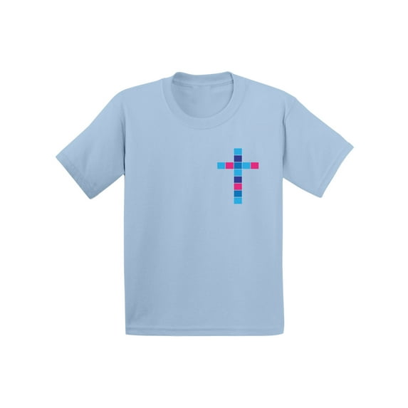 Awkward Styles Pink and Blue Cross Infant Shirt Jesus Shirts for Kids Christian T Shirt for Boys Christian Shirts for Girls Jesus T-Shirt for Children Christian Gifts Clothes Cross Shirt for Kids