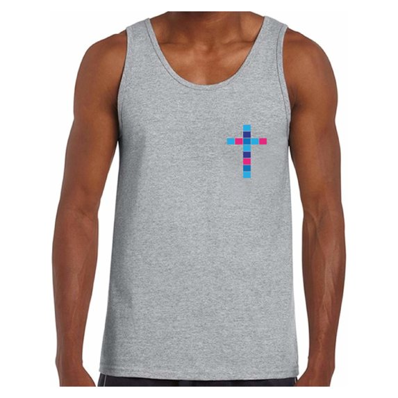 Awkward Styles Pink and Blue Cross Tank Top Shirts for Men Christian Mens Tanks Christian Cross Clothes for Men Jesus Lord Christian Birthday Gifts Jesus Cross Shirts Jesus Clothing Cross Mens Shirt
