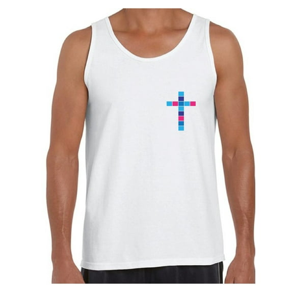 Awkward Styles Pink and Blue Cross Tank Top Shirts for Men Christian Mens Tanks Christian Cross Clothes for Men Jesus Lord Christian Birthday Gifts Jesus Cross Shirts Jesus Clothing Cross Mens Shirt