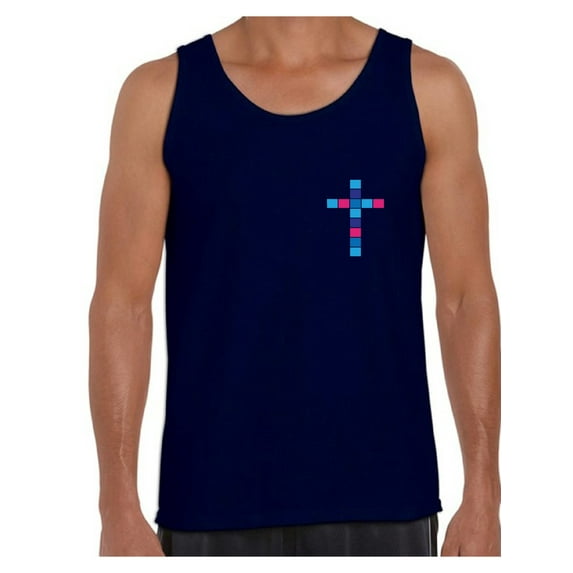 Awkward Styles Pink and Blue Cross Tank Top Shirts for Men Christian Mens Tanks Christian Cross Clothes for Men Jesus Lord Christian Birthday Gifts Jesus Cross Shirts Jesus Clothing Cross Mens Shirt