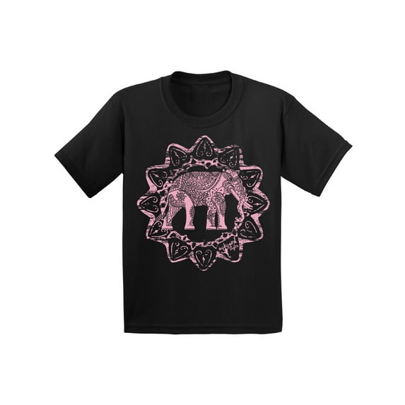 Awkward Styles Pink Elephant Toddler Shirt Patterned Shirt for Kids Tracery Tshirt for Children Indian Pattern T-Shirt for Girls Gifts for Kids Elephant Shirts for Boys Animal Unisex T-Shirt for Kids