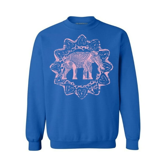 Awkward Styles Pink Elephant Unisex Crewneck Patterned Crewneck for Women Elephant Sweater for Him Tracery Sweater Indian Pattern Crewneck Elephant Crewnecks Animal Sweatshirt Animals Crewneck