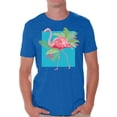 thumbnail image 1 of Awkward Styles Pink Flamingo Men's Shirt Summer T Shirt for Him Blue Beach Shirts Vacation T-shirt Beach Shirts for Dad Beach Outfit Summer T-shirt for Men Pink Shirt for Him Flamingo Shirt for Men, 1 of 4