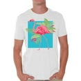 thumbnail image 1 of Awkward Styles Pink Flamingo Men's Shirt Summer T Shirt for Him Blue Beach Shirts Vacation T-shirt Beach Shirts for Dad Beach Outfit Summer T-shirt for Men Pink Shirt for Him Flamingo Shirt for Men, 1 of 4