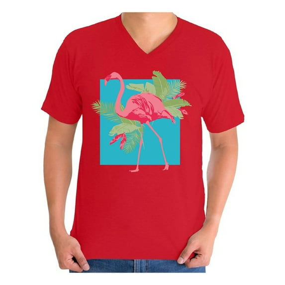 Awkward Styles Pink Flamingo Shirts Flamingo V Neck Shirt for Men Pink Flamingos Vneck Shirt Summer Shirt for Him Vacation T-shirt Beach Shirt for Dad Beach Outfit T-shirt for Men Pink Shirt for Him