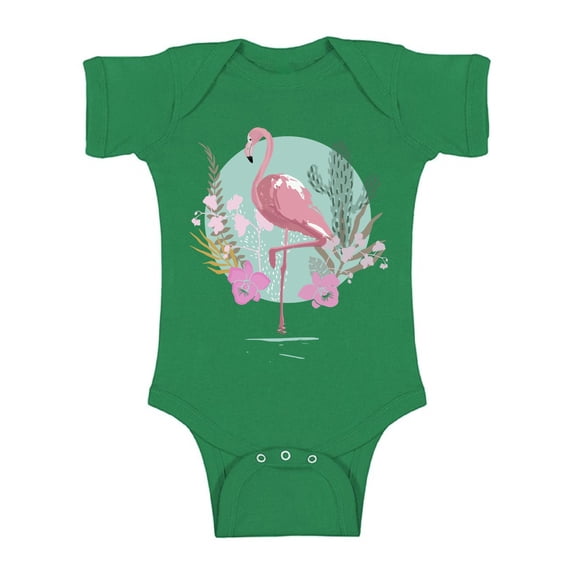 Awkward Styles Pink Floral Flamingo Baby Bodysuit Short Sleeve Pink Flamingo Romper for Boys Summer One Piece for Girls Pink Flamingo Romper for Children Flamingo Gifts for Little One Summer Clothing