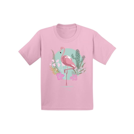 Awkward Styles Pink Floral Flamingo Infant Shirt Cute Summer Shirt for Kids Pink Flamingo T Shirt for Boys Pink Flamingo Shirts for Girls Flamingo T-Shirt for Children Summer Gifts for Little One