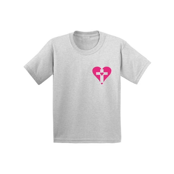 Awkward Styles Pink Heart Cross Infant Shirt Jesus Shirts for Kids Christian T Shirt for Boys Christian Shirts for Girls Jesus T-Shirt for Children Christian Gifts Christ Clothes Cross Shirt for Kids