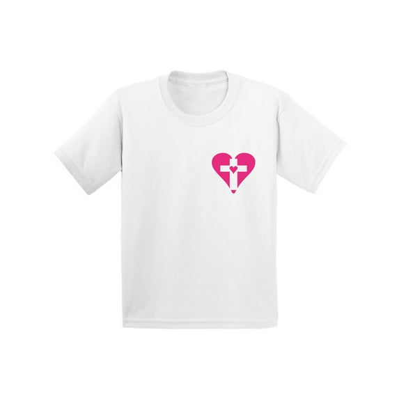 Awkward Styles Pink Heart Cross Infant Shirt Jesus Shirts for Kids Christian T Shirt for Boys Christian Shirts for Girls Jesus T-Shirt for Children Christian Gifts Christ Clothes Cross Shirt for Kids